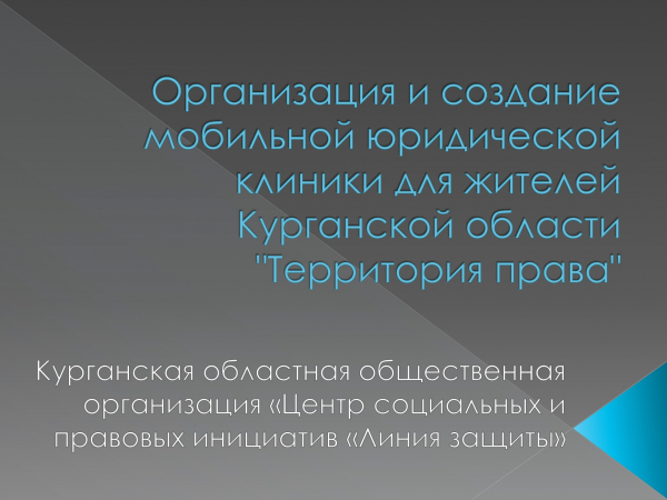 Организация и создание мобильной юридической клиники для жителей Курганской области «Территория права»